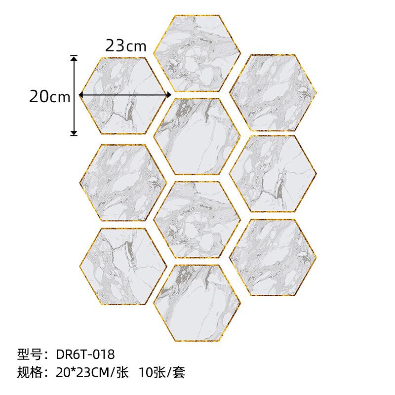 Cement Color Non-Slip Hexagonal Sticker Waterproof Marble Floor Sticker Hexagonal Kitchen And Bathroom Wallpaper Self-Adhesive