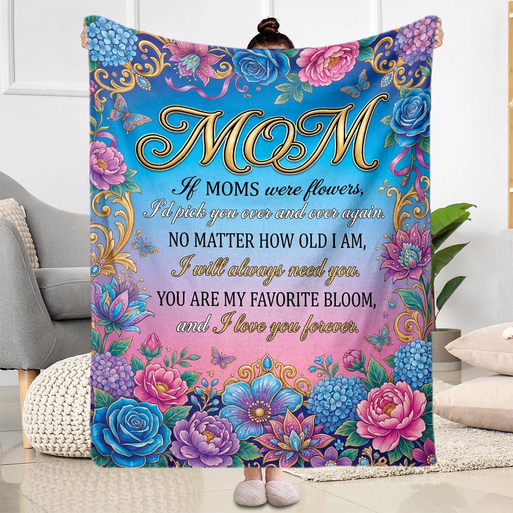 Floral Tribute Mom Blanket Durable Comfort Suitable for Chair Seaside Office Four Seasons Multipurpose Stylish Decor