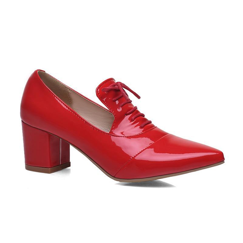 

Большого размера женские туфли на высоком каблуке, женская обувь, женские туфли-лодочки с перекрещивающимся ремешком, квадратным каблуком в заостренной и неглубокой части 39 красный