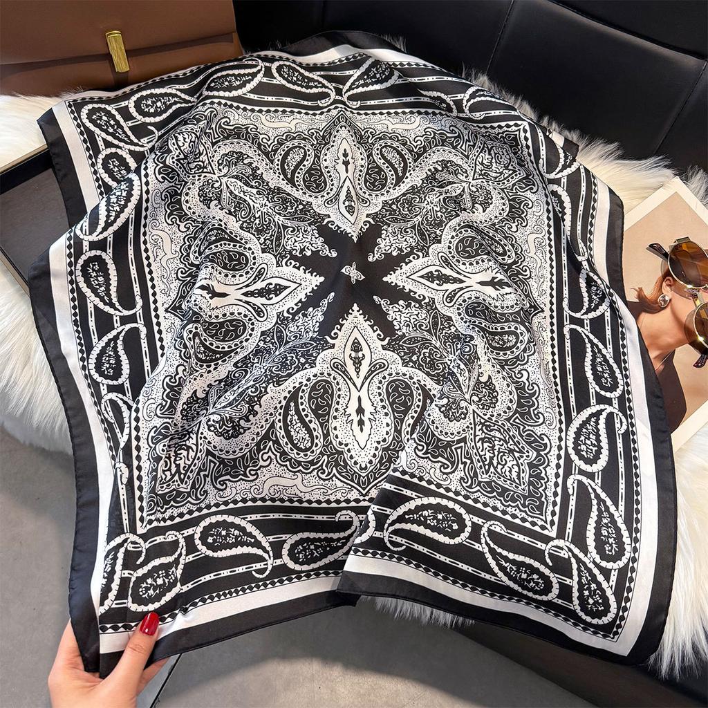 Spring Small Silk Scarf Korean Version Imitation Silk Scarf Women'S Retro Decorative Square Scarf Small Scarf Tied Bag Ribbon