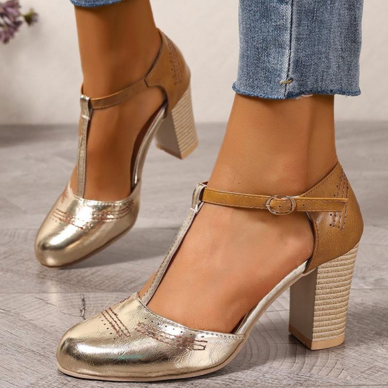 Nowe buty damskie z okrągłymi noskami i grubymi obcasami, klapki w dużych rozmiarach