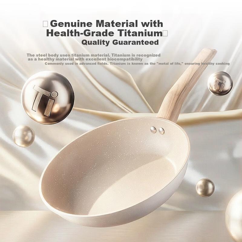 Midea 26cm With Lid, Titanium Non-Stick Frying Pan Skillet for Eggs and Steak, Compatible with Induction Cookers, Home Use