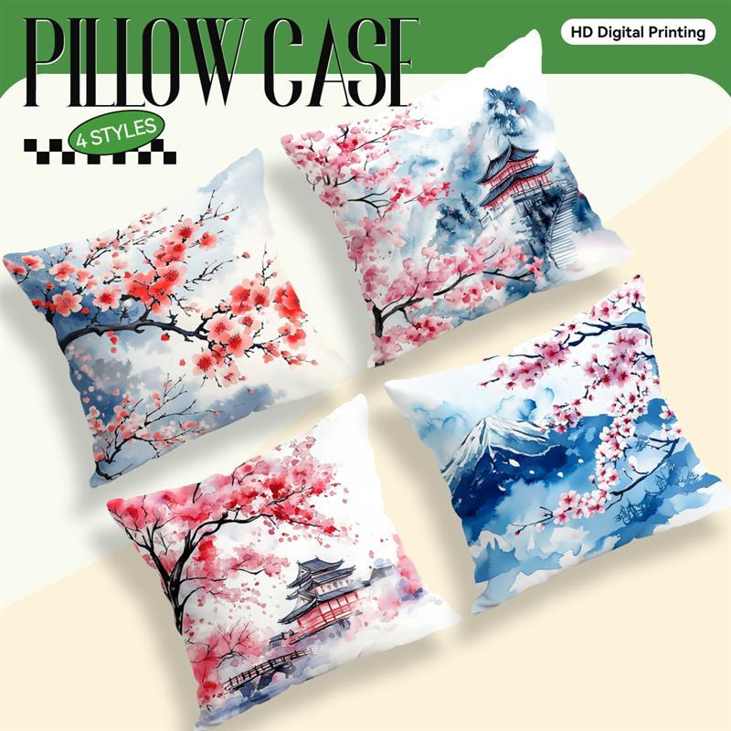 Cherry Blossom Cushions Pillowcase Printed Polyester 45x45cm Throw Pillow Cover Decorative Sofa Cushion Pillowslip Home Decor