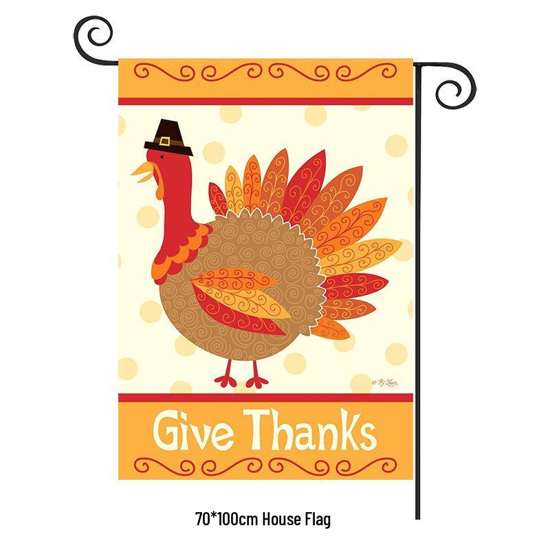 Turkey Yard Decoration Flag: Halloween Pumpkin & Thanksgiving Festival Garden Flag