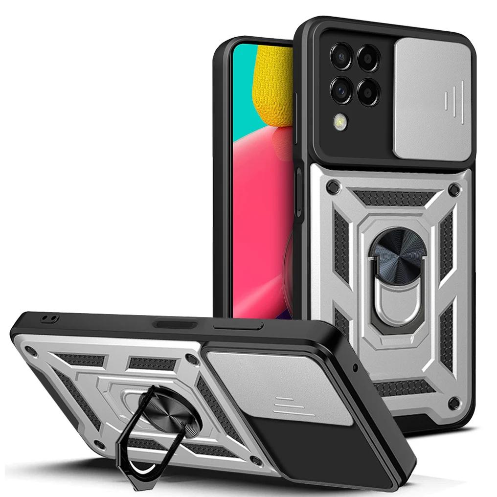 Carcasă Armură Rezistentă la Șocuri Pentru Samsung Galaxy M52 M32 M22 M51 M23 M33 M62 M12 F23 5G Fereastră Glisantă cu Buton Inel Magnetic Carcasă Cover