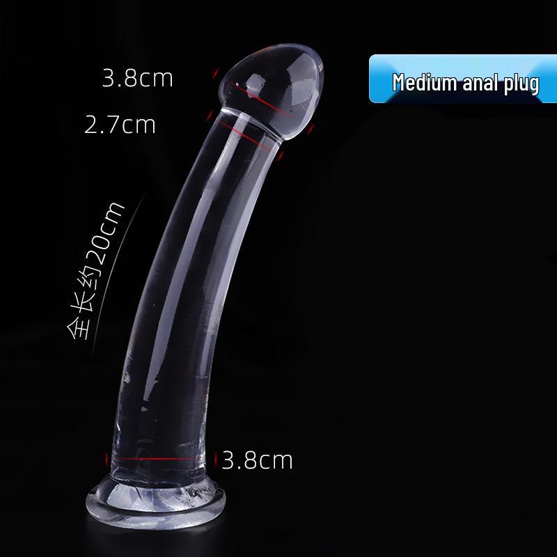 Průhledný přísavkový anální kolík s křišťálovými korálky - Hračka pro dospělé pro muže