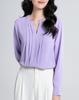 SPRING SEAON Long Sleeve Chiffon Blouse with Tucked Loose Plus Sizes Suitable for Size M Women's V-Neck Detail, Fit, Available, Suits, Office,