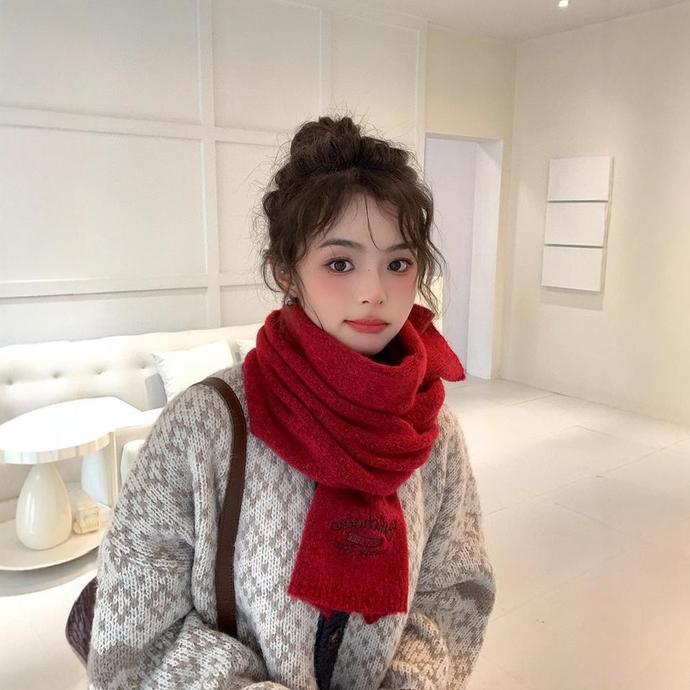 Wire Scarf Winter Girls New Year's Life Red Korean Version Versatile Christmas Scarf To Keep Warm and Advanced