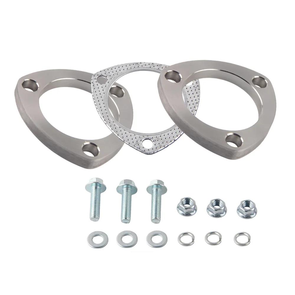 Stainless Steel Exhaust Muffler Weld Flange Connection Joint 3-Bolt 2/2.5/3 Inch with Gasket for Automotive Aftermarket