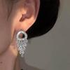 Silver Needle CZ Round Water Drop Tassel Stud Earrings - Exquisite, Fashionable, Versatile High-End Accessories for Women