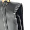 Hermes Bolsa de Mão com Aba e Logo Vintage Bolsa de Ombro Couro Preto/Ferragens Douradas