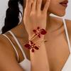 Elegant Sexy Floral Open Cuff Armlet for Women Bracelet Vintage Enamel Glaze Craft Flower Open Arm Ring Party Jewelry Gift
