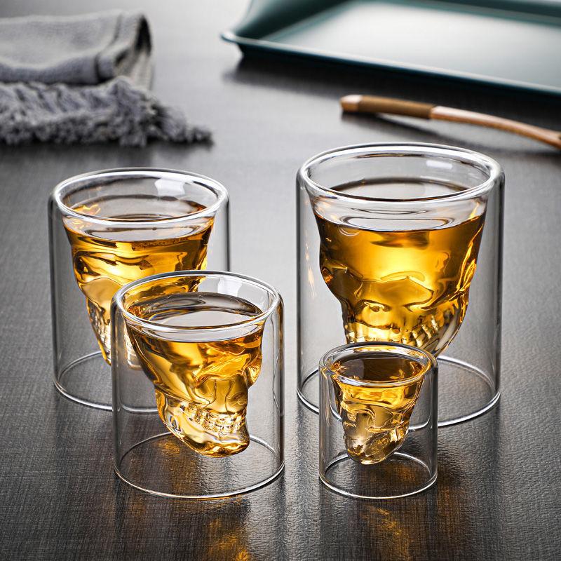 Crystal Skull Glass Cup – Double Layer Transparent Mug for Coffee, Whiskey, Wine, Beer