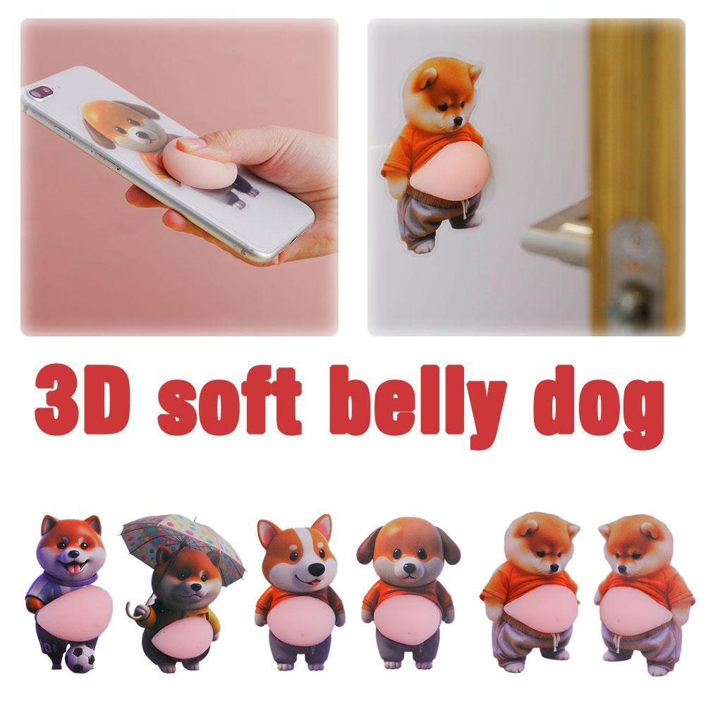 Pegatina de Barriga de Perro Shiba Inu 3D Pegatina de Cachorro Linda Funda de Teléfono de Silicona Ultra Suave Pegatina Decorativa Pegatinas para Alivio del Estrés para Adultos