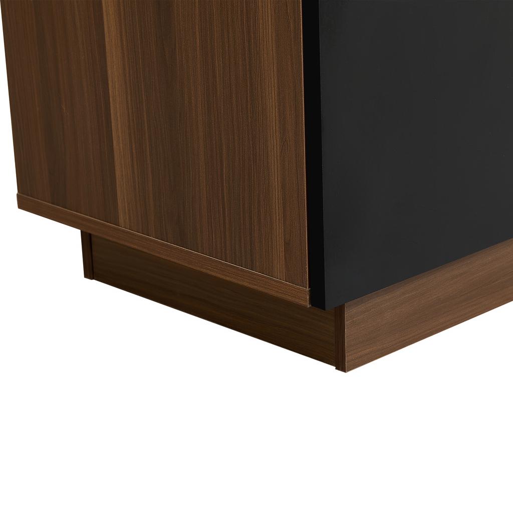 Modern Sideboard 150 x 40 x 85 cm in Brown Wood Look with Black Doors, 2 Drawers & 4 Doors – Stylish Design for Living Room, Dining Room & Kitchen