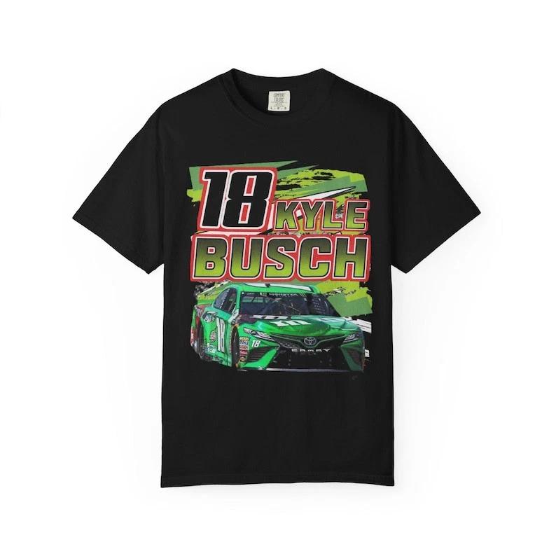 Kyle Busch 18 Race Car Graphic T-Shirt | NASCAR Driver Tee Number 8 XS
