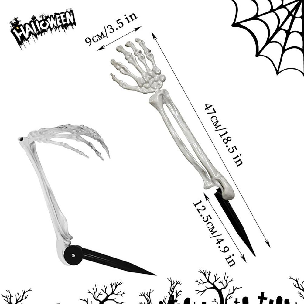 Halloween Realistic Skeleton Hand Ground Stake Light Up Foldable Reusable Halloween Bone Prop Cemetery Skeleton Hand Yard Decoration