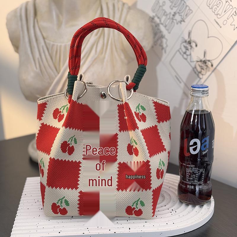 2025 Knitted Bucket Tote: Festive Gift Souvenir Bag