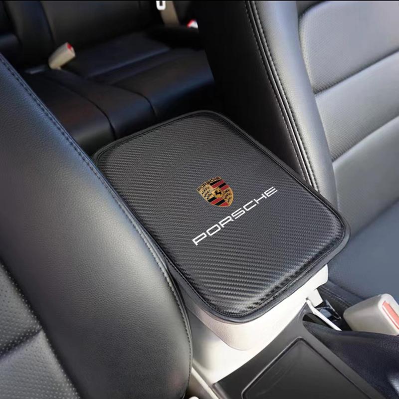 Car Armrest Box Mats Leather Center Console Covers Accessories For Porsche Boxster Cayenne Panamera Macan Cayman 911 918 996 917 991