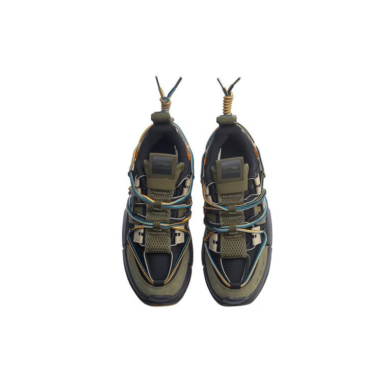 Li Ning Pan Gu Cushioning Slip Resistant Abrasion Resistant Low top Sports Casual Shoes Men's Black Green AGLP075-10