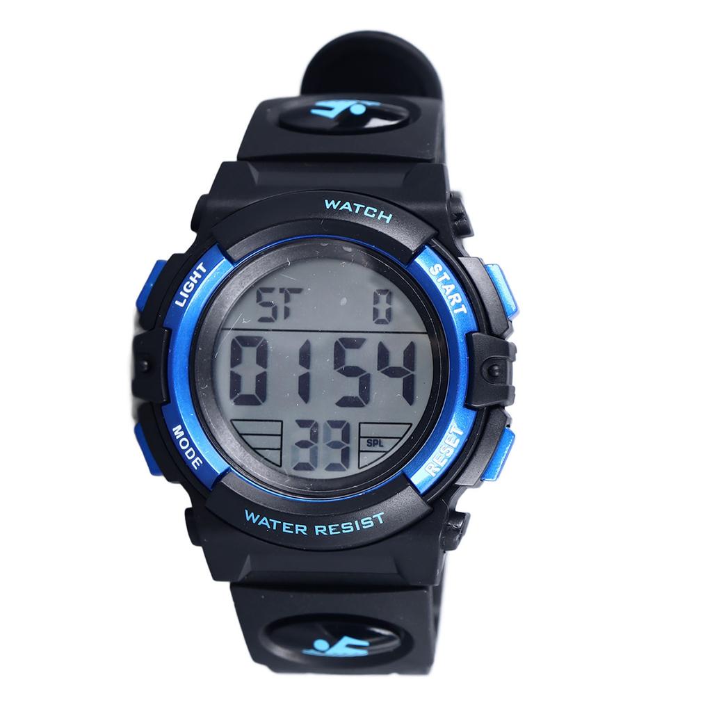Digital Electronic Watches 50M Waterproof PU Strap Multifunctional Outdoor Sports Watch for Children Blue