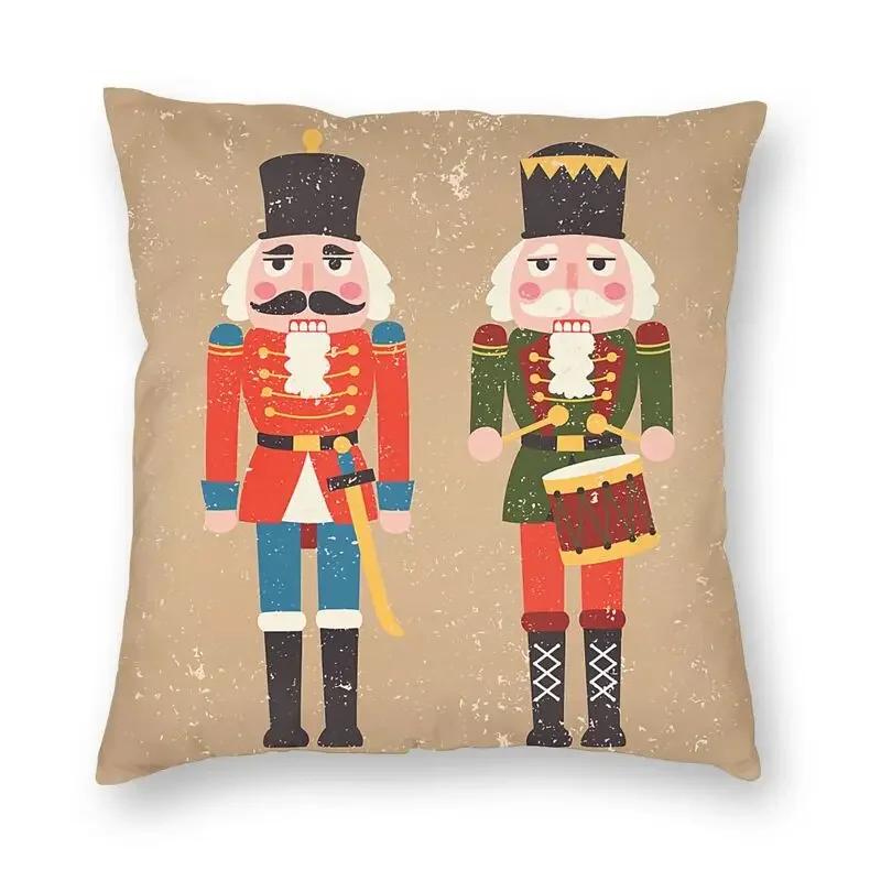 

Чехлы на подушки для куклы «Щелкунчик» Диван Домашний декор Щелкунчики Игрушечный солдатик Рождественский подарок Квадратная наволочка из полиэстера с принтом 66x66cm бордовый