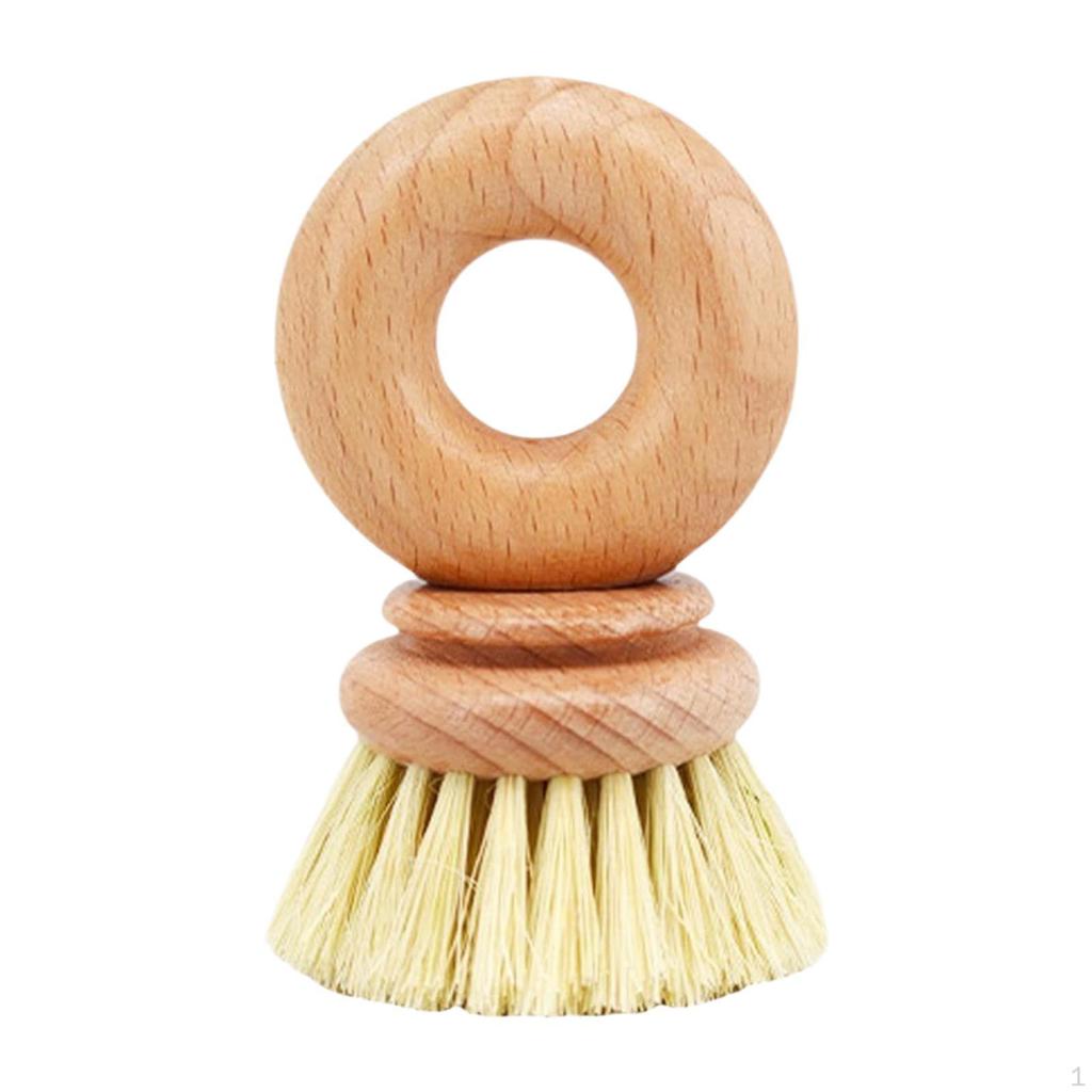 Dish Brush Scrub Home Cleaning Tools with Handle Sisal Bristles Fruit Vegetable Scrubber