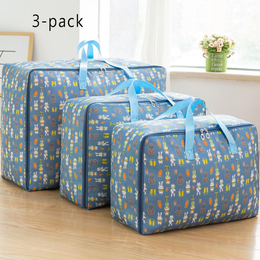 3pcs Large Capacity Quilt Storage Bag Oxford Fabric Waterproof Storage Bag Luggage Moving Bag Clothes Bag