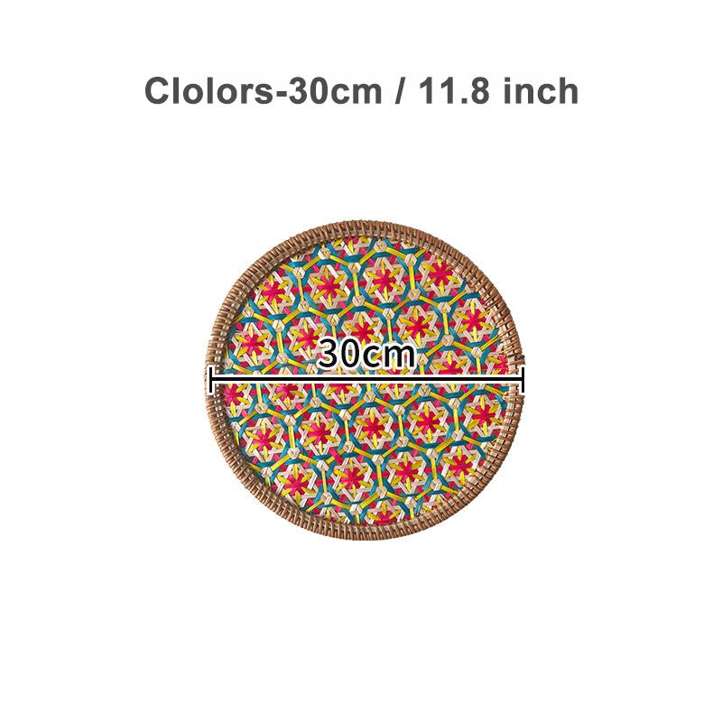 Nordic Rattan Decorative Tray Natural Wicker Handwoven Home Decor Rattan Insulation Mat Southeast Asian Ethnic Wall Decoration