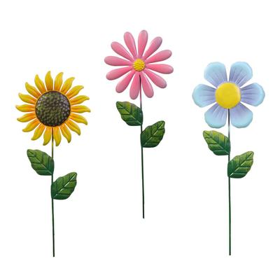 3Pcs Realistic Iron Art Flower Garden Stake Ornaments Handmade Unique Succulent Plant Card Cartoon Metal Flower Ornament Lawn