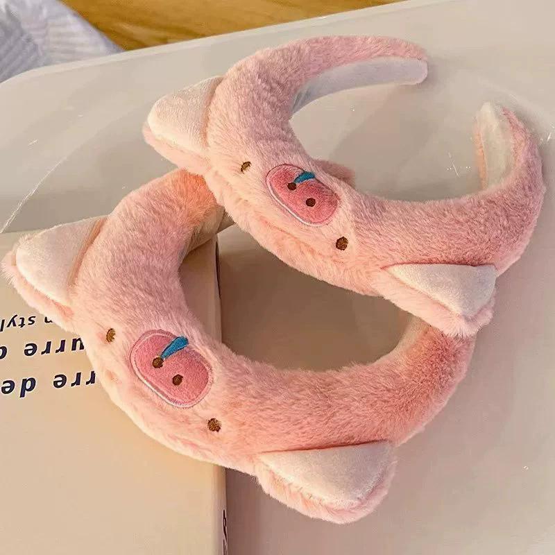 Cute piggy headband female new face wash makeup pressure hair headband plush hair bundle hair accessories head