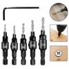#5 #6 #8 #10 #12 Woodworking Hole Opener Hexagonal Screw Hardware Tool Countersink Drill Bit Taper Hole Drilling and Reaming