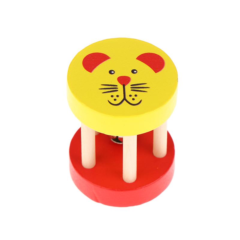 Kids Cartoon Wooden Castanets Five-stud Rattle Bells Baby Clapper Handle Musical Instruments Toys Educational Toys For Children