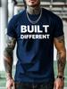 Red "BUILT DIFFERENT" Graphic T-shirt - Comfortable Summer Short Sleeve Crewneck