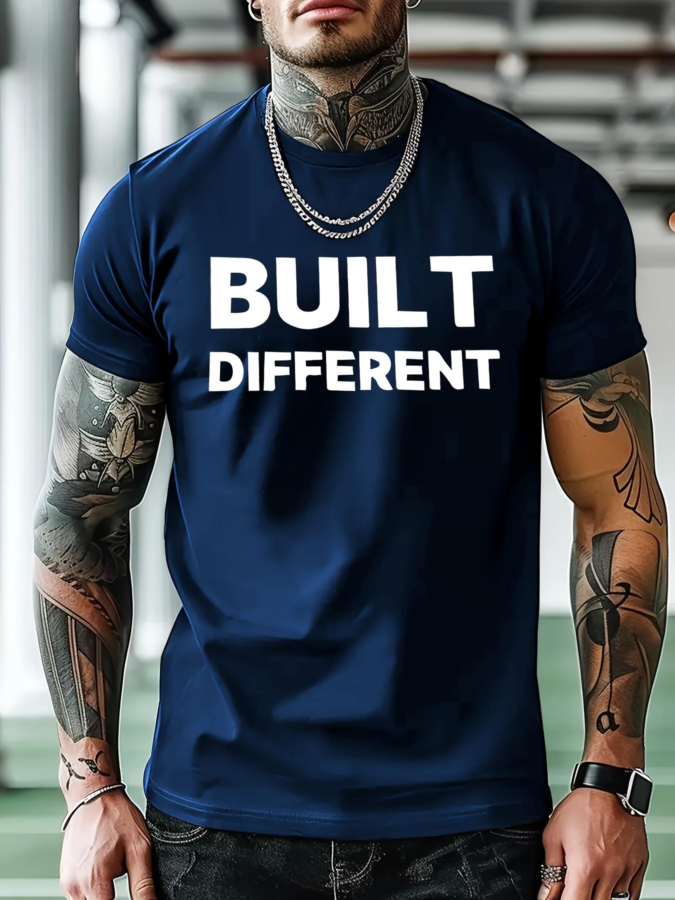Red  BUILT DIFFERENT  Graphic T-shirt - Comfortable Summer Short Sleeve Crewneck S