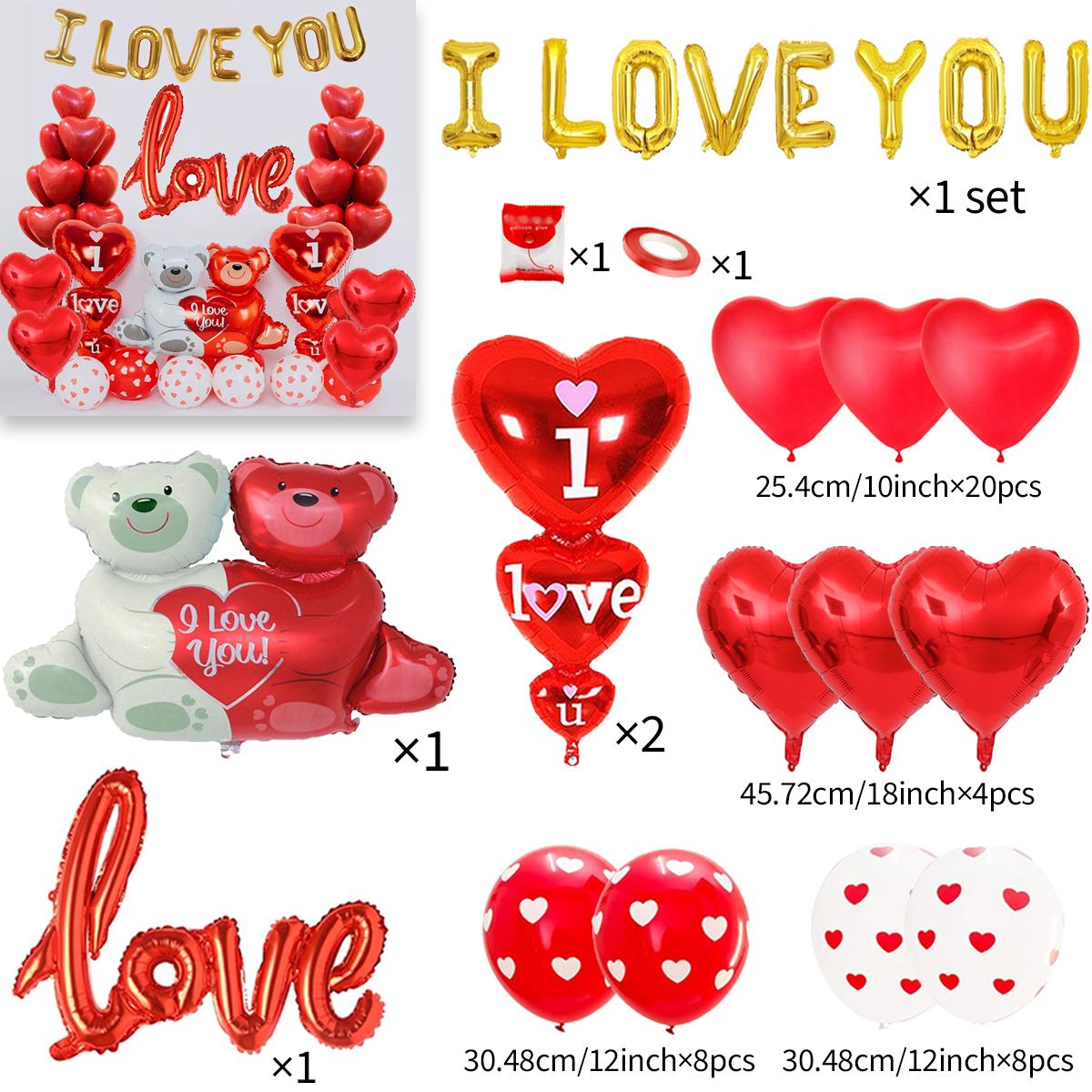 

Valentine s Day Balloon Set ILOVEYOU Heart hugging Bear Aluminum Film Balloon Used for Valentine s Day Party Decoration Wedding Other