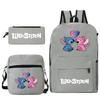 3 Piece School Backpack Set for Students Large Capacity Oxford Cloth Schoolbag with Shoulder Strap and Pencil Case