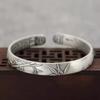 S999 Sterling Silver Retro Matte Plum Blossom Lotus Ginkgo Leaf Openable Women's Bracelet Bangle