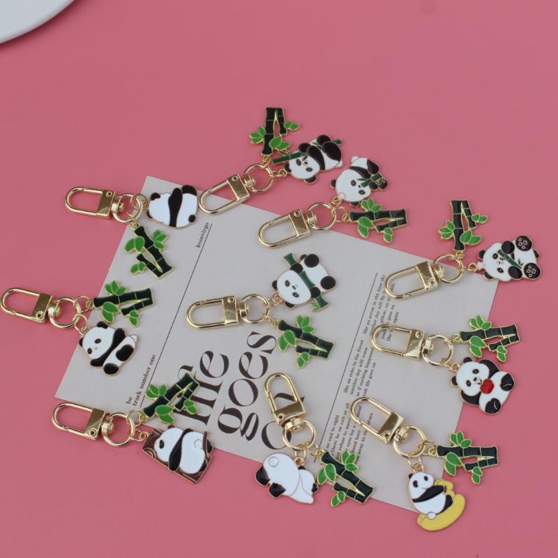 Cute Panda Keychain Metal Cartoon Style Bag Pendant for Collectible Souvenir