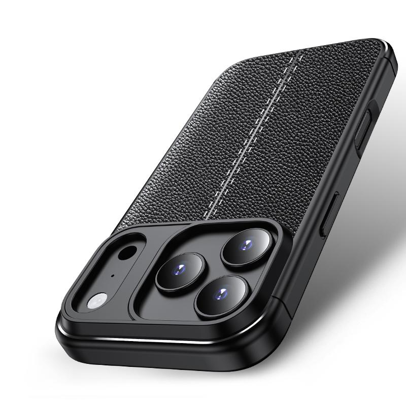 KEYSION დარტყმაგამძლე ქეისი iPhone 17 Pro Max-ისთვის რბილი სილიკონის ტყავის ტექსტურით, ბიზნეს სტილის ტელეფონის უკანა საფარი iPhone 17 17 Air-ისთვის