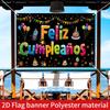 1 Piece, 2D Flat Design, 1 Spanish Birthday Party Backdrop with "Happy Birthday" Text, Indoor/outdoor Room Decoration, Wsj