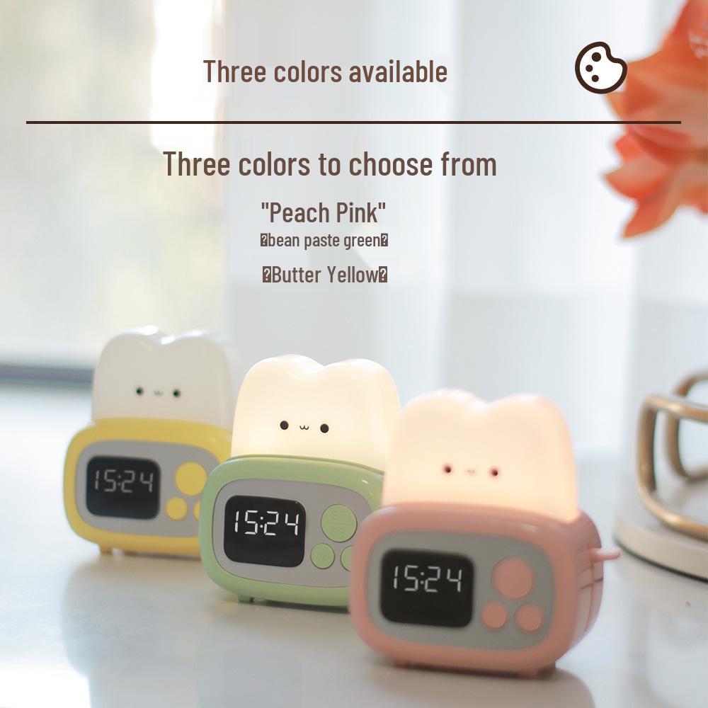 Rechargeable Bedside Night Light & Alarm Clock for Kids with Timer Function