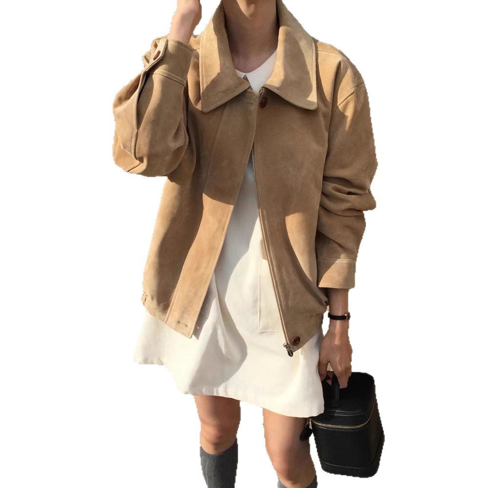 In-Stock Women's Korean-Style Vintage Suede Jacket - High-End, Casual, Versatile
