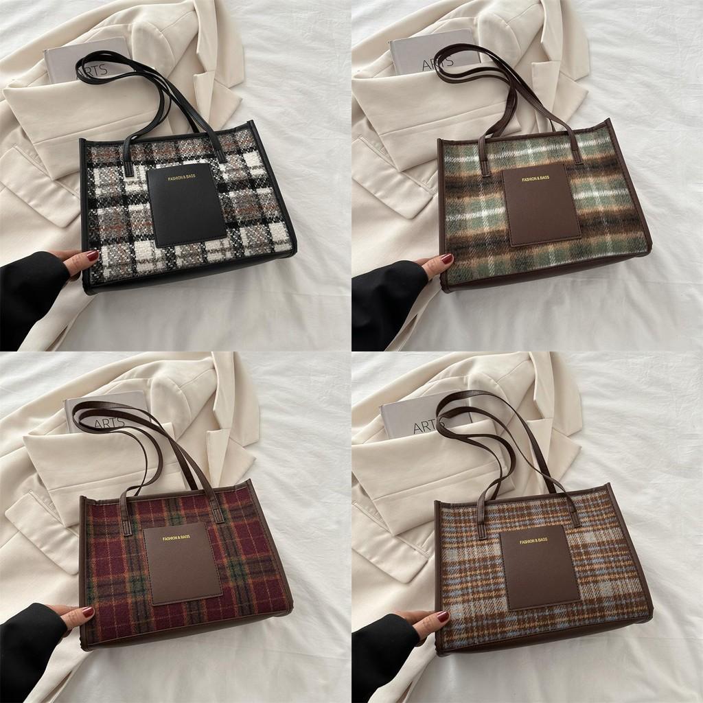 Stylish Women's Winter Shoulder Bag Trendy Korean-inspired Casual Checkered Design