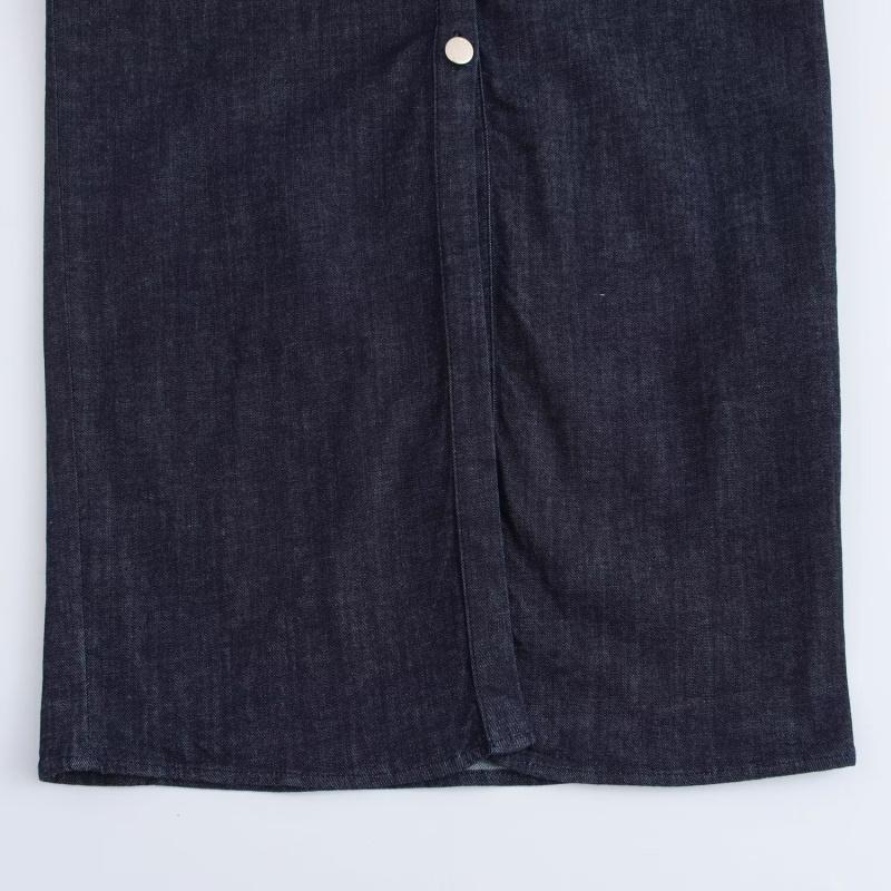 Jarní Nová Série 1975 Džínové MIDI šaty s klopou Boční zip Módní Mačkaný pas Štíhlé Elegantní šaty