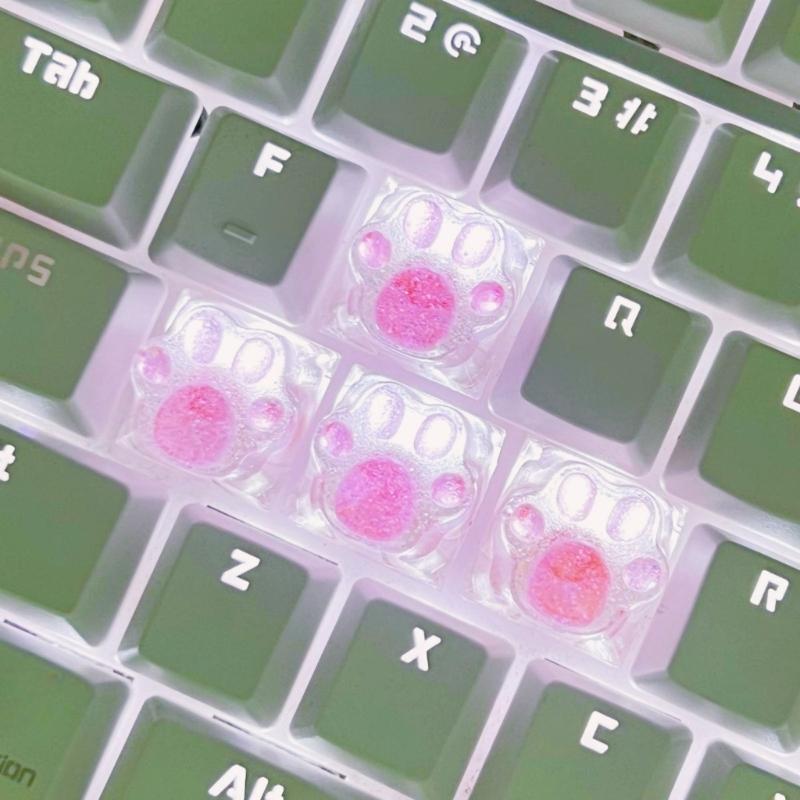 Color Resin Kitten Claw Keycap for Mechanical Keyboards Perfectly Gift for Gamers and Keyboard Customizers