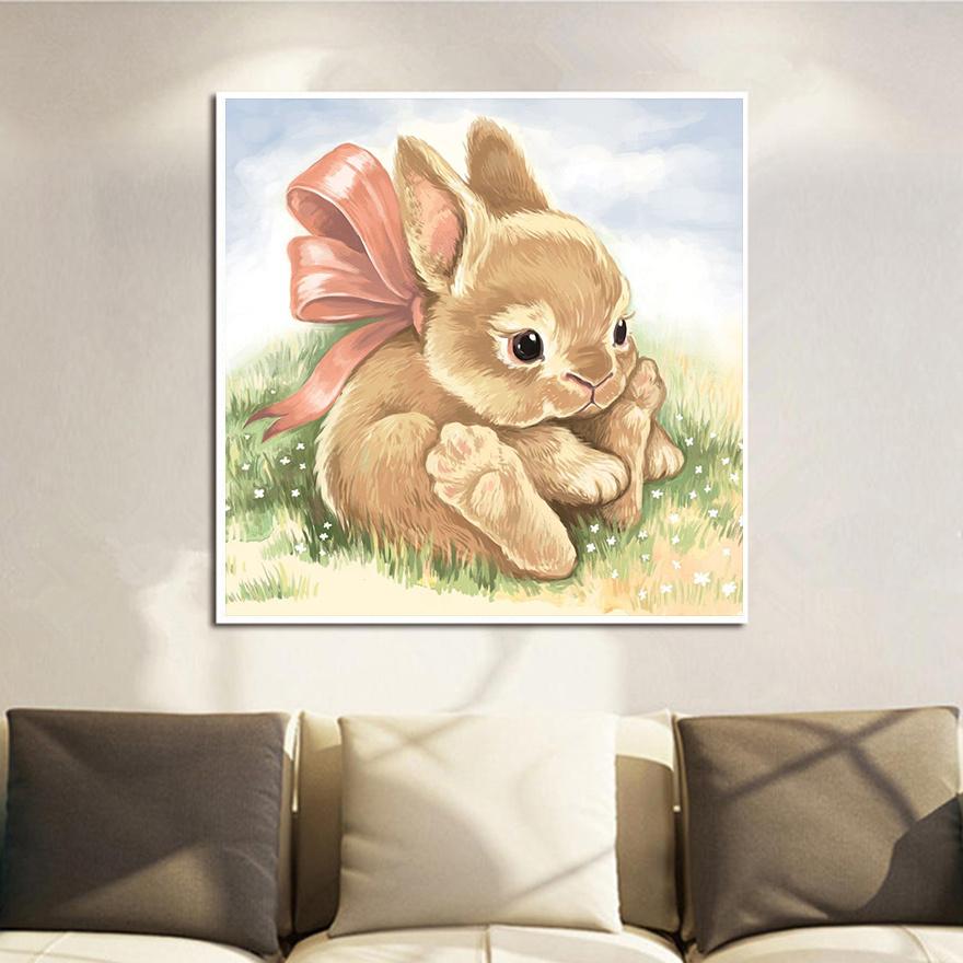 5D Diy diamentowe malowanie śliczny mały króliczek diamentowy haft pełny układ Anime krzyż zestaw do szycia wystrój domu ręcznie robiony prezent