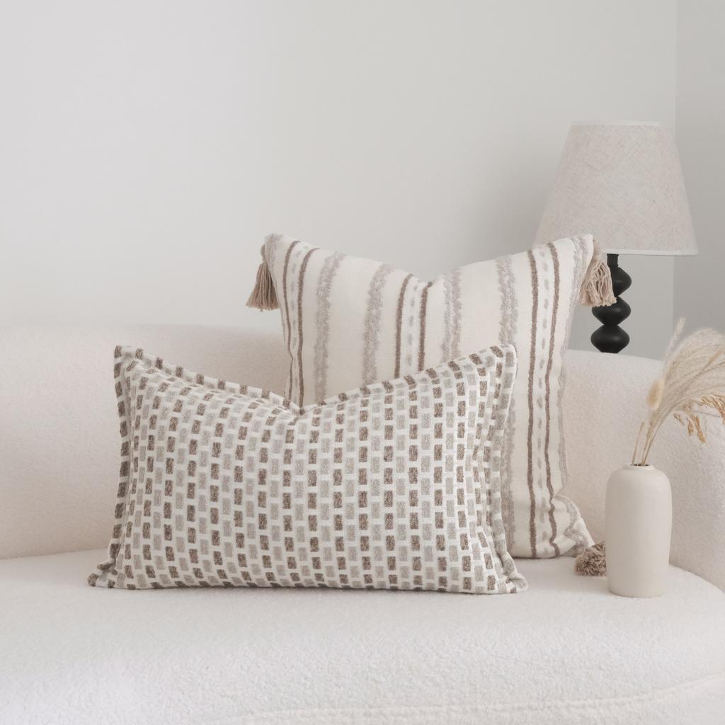 Bohemian Stripes Throw Pillow Cover Cojines Zen Style Cotton Linen Square Sofa Pillowcase Headboard Cushion Covers 30x50/45x45cm