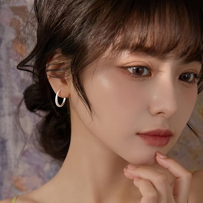 925 Sterling Silver Earrings Women's Circles Premium Sensitive Ear Bone Nails Sleeping Free Ear Hole Earrings Earrings Earrings