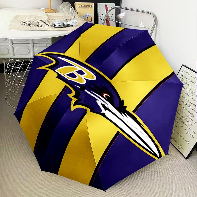Football Ravens Logo Umbrella Folding Umbrella, Automatic Umbrella 8-Frame for Travel, Camping Use Gift for Halloween Christmas